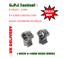 G.P.I Tactical 1 inch 9-11mm High / Medium Scope Rings Mounts