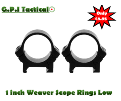 G.P.I Tactical 1 inch Weaver Scope Rings Black Low