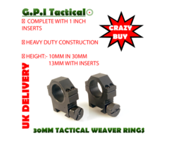 G.P.I Tactical 30mm Heavy Duty Tactical Scope Rings With 1 inch Inserts