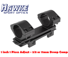 Hawke 1 inch 1 Piece Adjustable – 3/8 or 11mm Droop Compensating 1 inch Reach forward Scope Mount