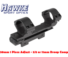 Hawke 30mm 1 Piece Adjustable – 3/8 or 11mm Droop Compensating 2 inch Reach forward Scope Mount