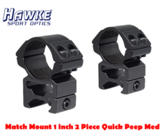 Hawke Match Mount 1 inch 2 Piece Quick Peep High Weaver Scope Rings (HM7103)