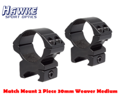 Hawke Match Mount 2 Piece 30mm Weaver Medium Scope Rings