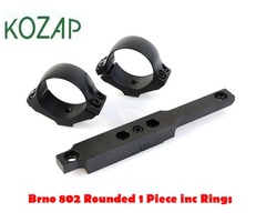 KOZAP CZ Brno 802 Rounded 1 Piece Steel Rifle Base with Scope Rings