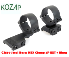 KOZAP CZ CZ550 Hex Clamp Steel 2 Piece Extention Base includes Scope Rings