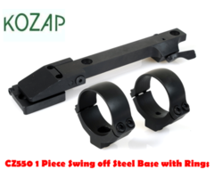 KOZAP CZ CZ550 Swing Off 1 Piece Steel Base with Scope Rings