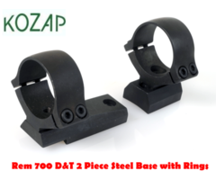 Kozap Remington 700 D&T 2 Piece Steel Rifle Base with Rings