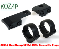 KOZAP CZ550 Hex Clamp 2 Piece Extension Rifle Base with Scope Rings