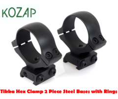 Kozap Tikka Hex Clamp 2 Piece Steel Rifle Base with Rings