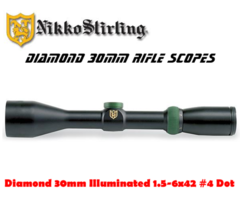 Nikko Stirling Rifle Scope Diamond 30mm Illuminated 1.5-6×42 #4 Dot Reticle