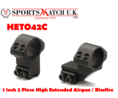 Sportsmatch HETO42C 1 inch 2 Piece High Extended Airgun / Rimfire Scope Rings