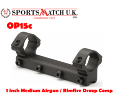 Sportsmatch OP15c 1 inch Medium Airgun / Rimfire Droop Comp Scope Rings