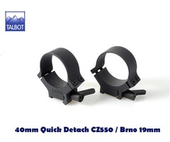 Talbot QD Mounts – 40mm Quick Detach CZ550 / Brno 19mm 2 piece 1/2 inch Saddle Scope Rings