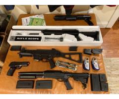 Airsoft Lot-3 Guns, 1 Pistol, Extras