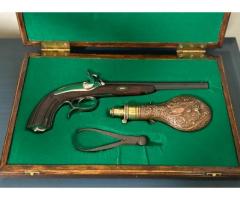 Antique French dueling pistol , black powder, .50 cal percussion with case