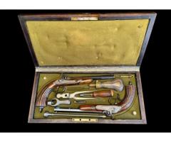 Amazing Antique V.Chr. Schilling Suhl German Dueling Pistols Matched Pair