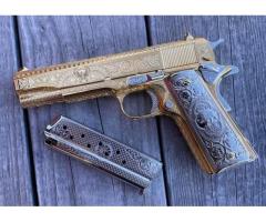 COLT 1911 ENGRAVED 24K GOLD CARACARA LIMITED EDITION 1 OF 15