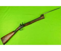 Antique British English Blunderbuss Rifle w/ Spring Bayonet