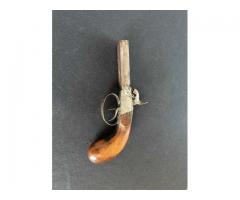 ANTIQUE BOXLOCK DOUBLE BARREL PERCUSSION PISTOL
